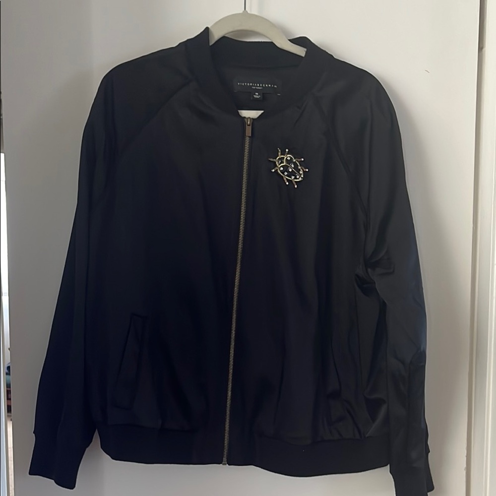 Victoria Beckham for Target Black and Gold Bomber Jacket with Ribbed Details